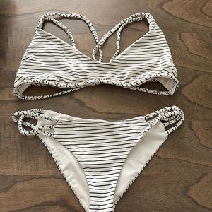 Frankie’s Bikinis — Striped Navy Bikini Set